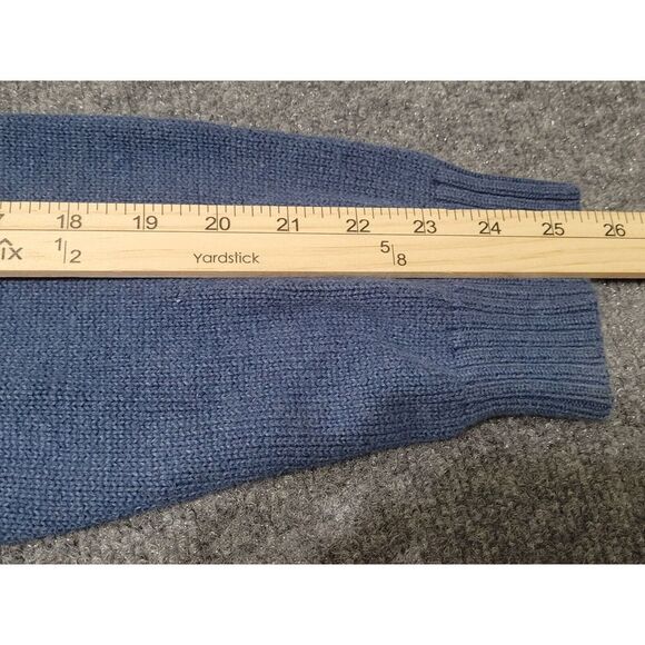 Polo Ralph Lauren Sweater Men L Blue 1/4 Zip Pullover Pony Leather Pull Cotton - Picture 12 of 13